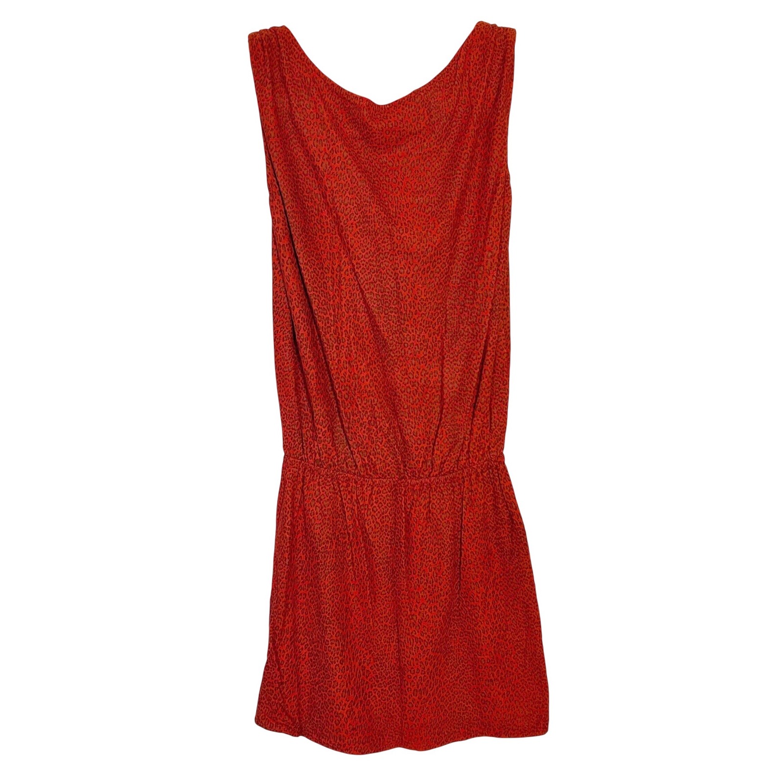 Vintage 80's Vakko New York Red Leopard Print Suede Blouson Mini Dress Xs Usa